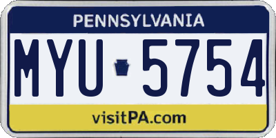 PA license plate MYU5754