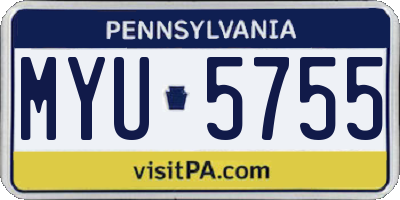 PA license plate MYU5755