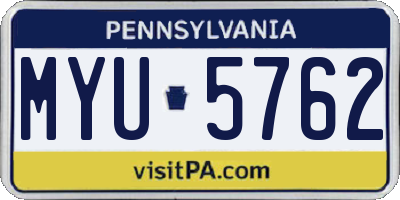 PA license plate MYU5762