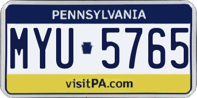 PA license plate MYU5765