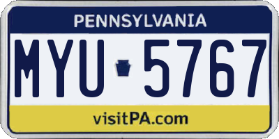 PA license plate MYU5767