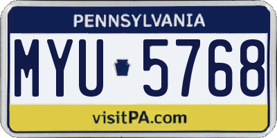 PA license plate MYU5768