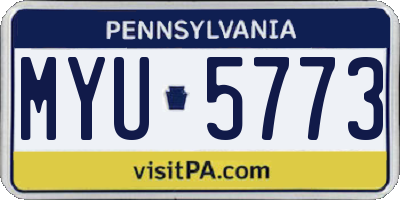 PA license plate MYU5773