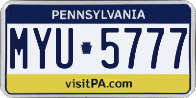 PA license plate MYU5777