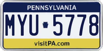 PA license plate MYU5778