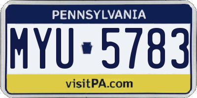PA license plate MYU5783