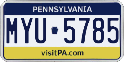 PA license plate MYU5785