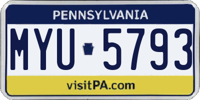 PA license plate MYU5793