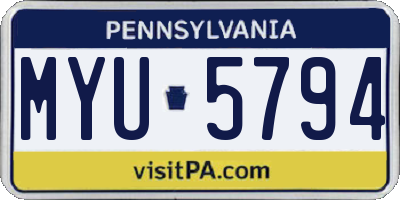 PA license plate MYU5794