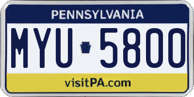 PA license plate MYU5800