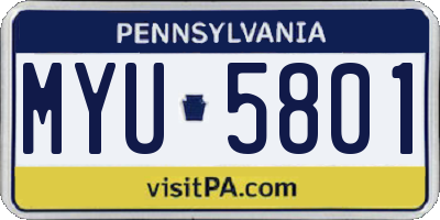 PA license plate MYU5801