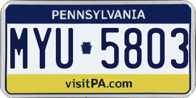 PA license plate MYU5803