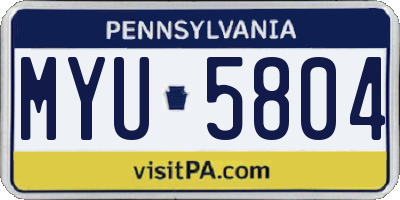 PA license plate MYU5804