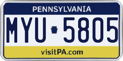 PA license plate MYU5805