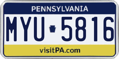 PA license plate MYU5816