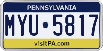 PA license plate MYU5817