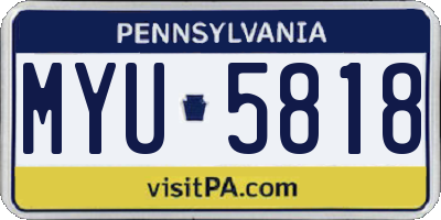 PA license plate MYU5818