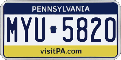PA license plate MYU5820