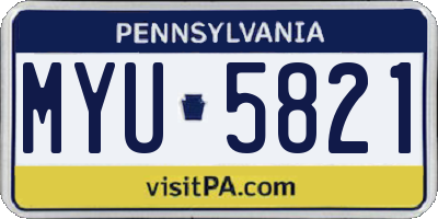 PA license plate MYU5821