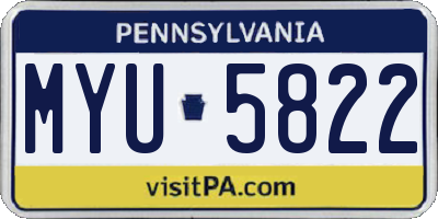 PA license plate MYU5822