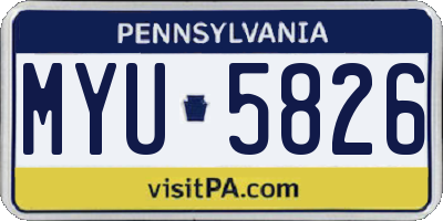 PA license plate MYU5826