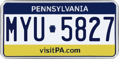 PA license plate MYU5827