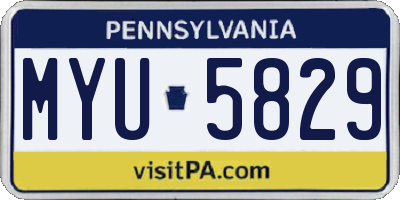 PA license plate MYU5829