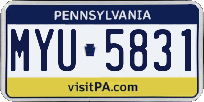 PA license plate MYU5831