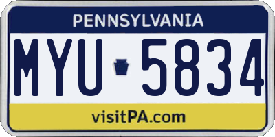 PA license plate MYU5834