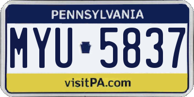 PA license plate MYU5837