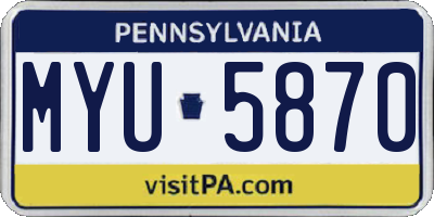 PA license plate MYU5870