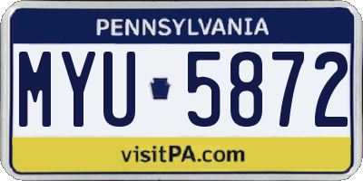 PA license plate MYU5872