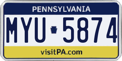 PA license plate MYU5874