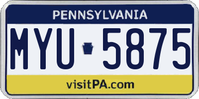 PA license plate MYU5875