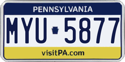 PA license plate MYU5877
