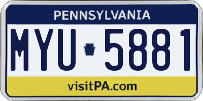 PA license plate MYU5881