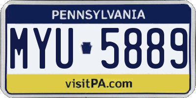 PA license plate MYU5889