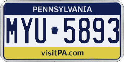 PA license plate MYU5893