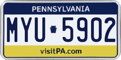 PA license plate MYU5902