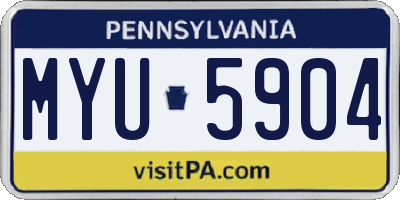 PA license plate MYU5904