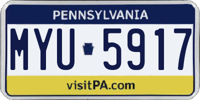 PA license plate MYU5917