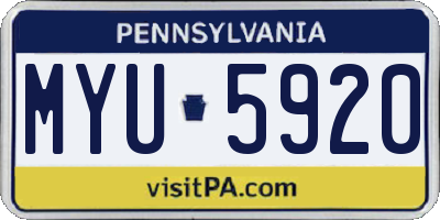 PA license plate MYU5920