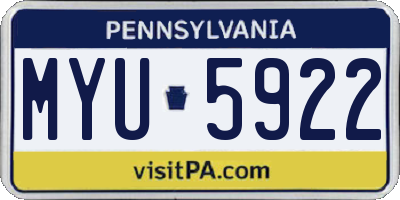 PA license plate MYU5922