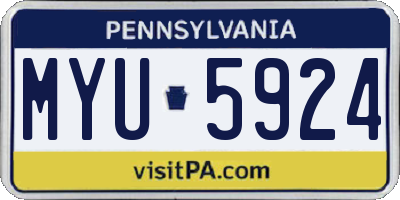 PA license plate MYU5924