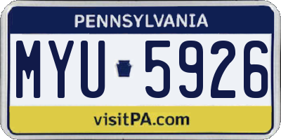PA license plate MYU5926