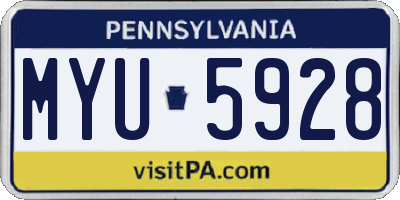 PA license plate MYU5928