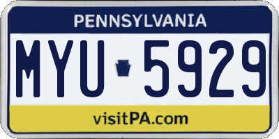 PA license plate MYU5929