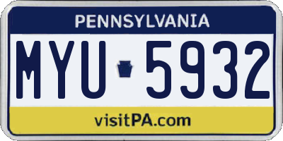 PA license plate MYU5932