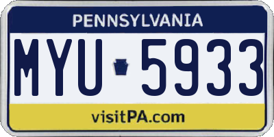 PA license plate MYU5933