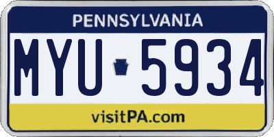 PA license plate MYU5934